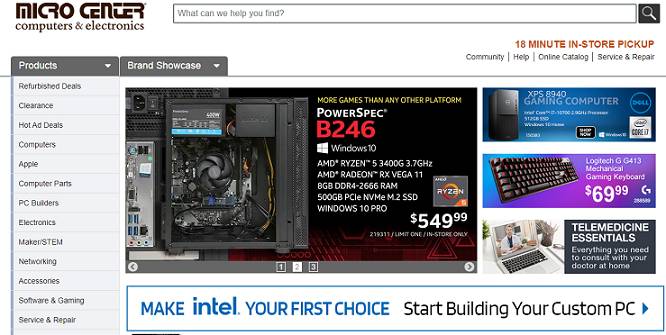 Microcenter website