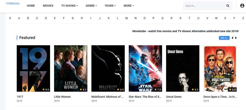 MovieTube website