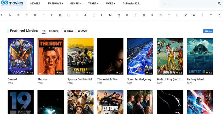 GoMovies website