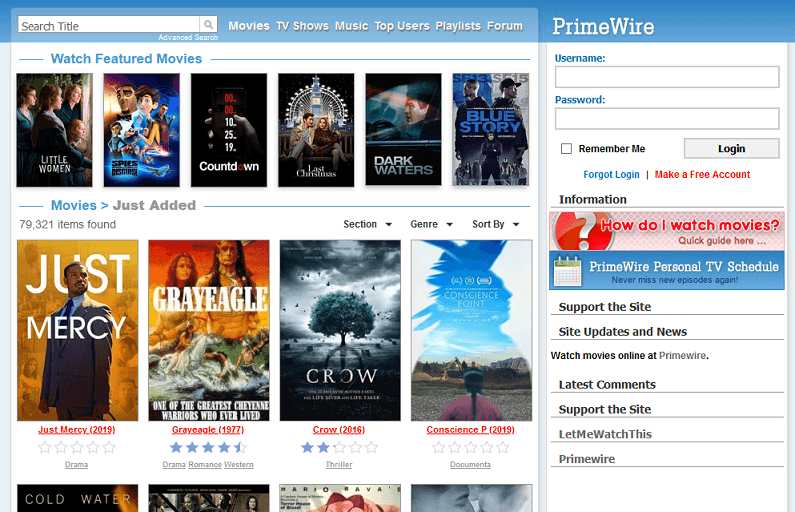 PrimeWire website