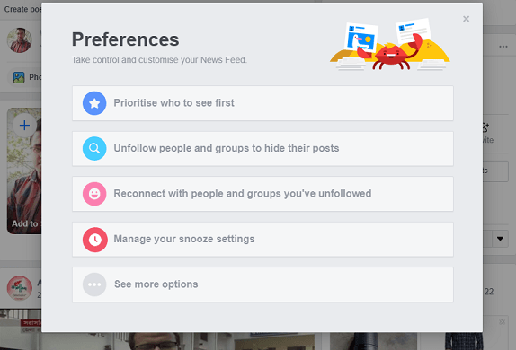 Facebook preferences