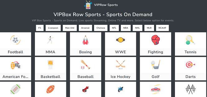 VIPRow Sports website