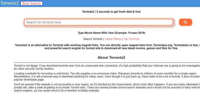 Torrentz2 website