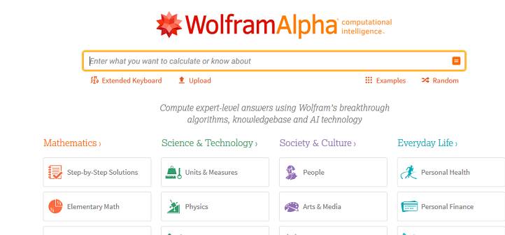 WolframAlpha website