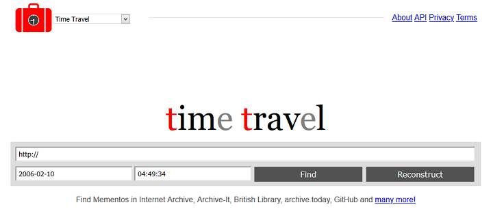 TimeTravel website