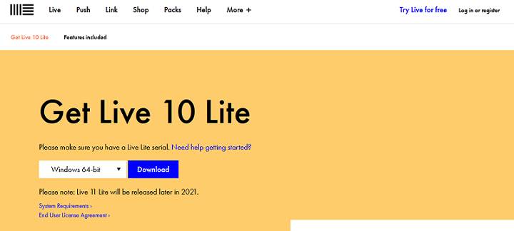 Ableton Live 10 Lite software