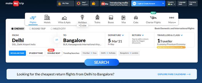 MakeMyTrip best travel website