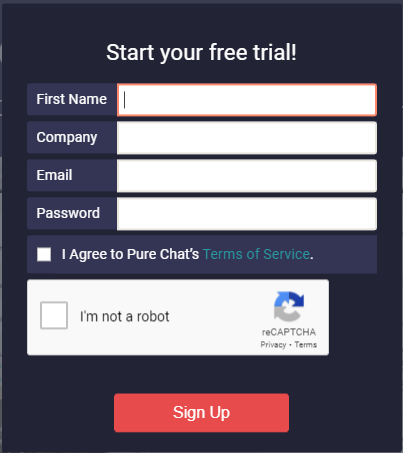 Pure Chat Sign Up