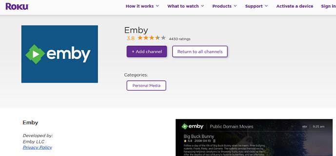 Emby browser