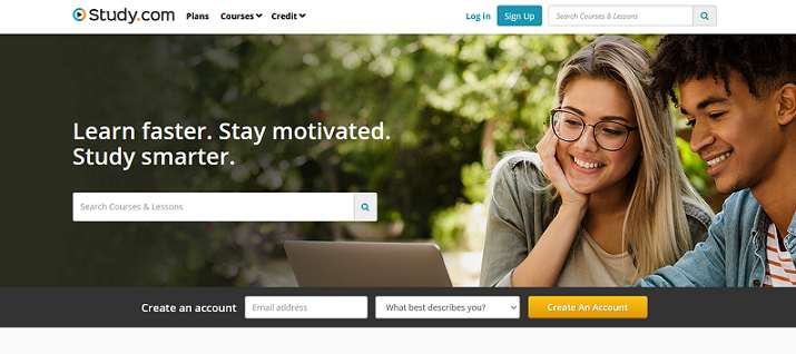 Study.com website for online learning