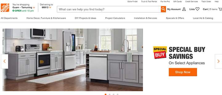 Home Depot website