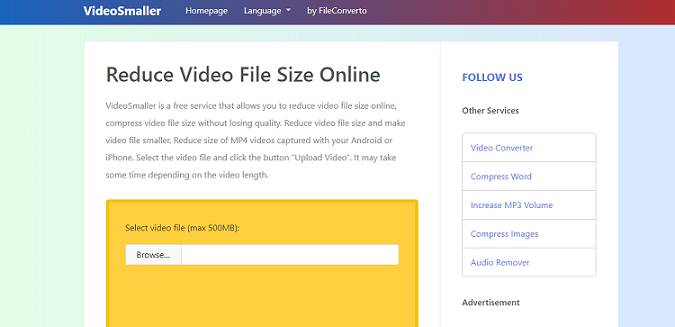 VideoSmaller website