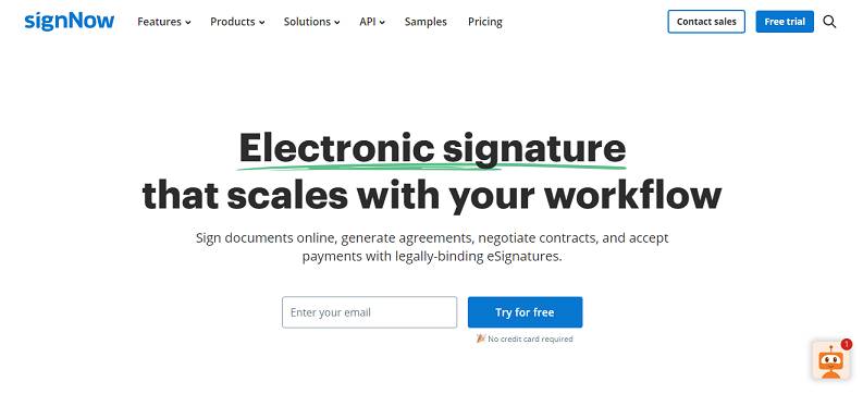 SignNow website