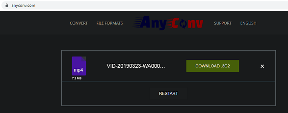 Anyconv website to convert m3u8 to mp4