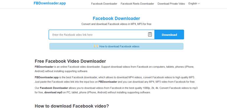 Fbdownloader website