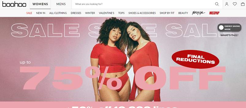 Boohoo website