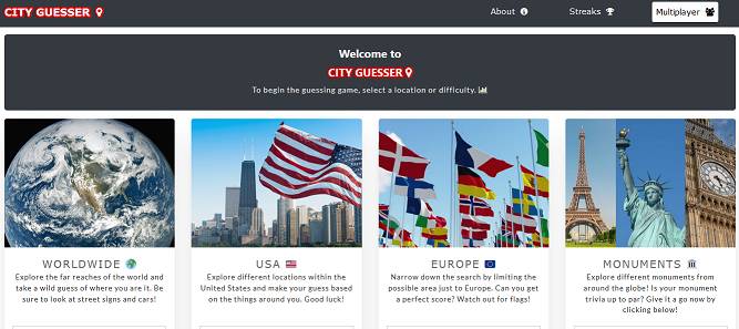 City Guesser website