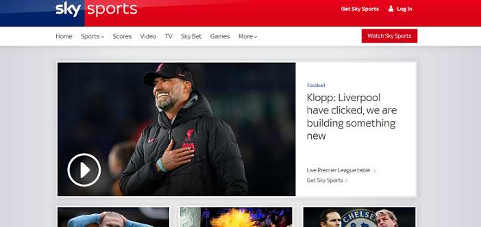 Sky Sports website