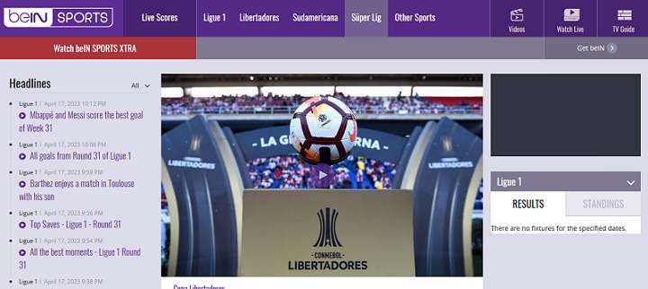 beIN Sports website