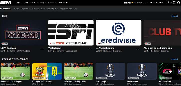 ESPN+ website