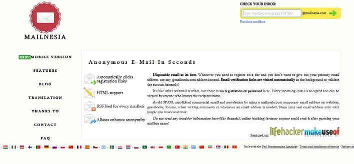 Mailnesia website