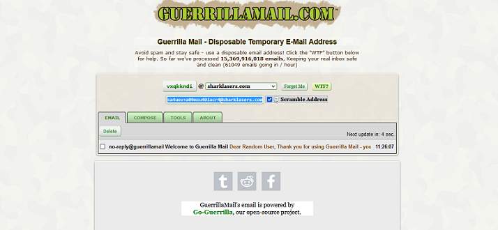 Guerilla Mail website