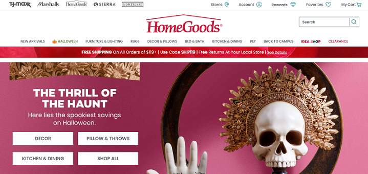 HomeGoods website