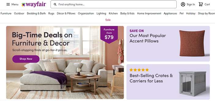 Wayfair website