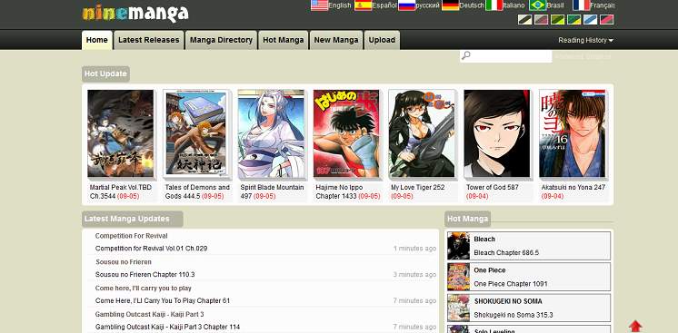 NineManga website