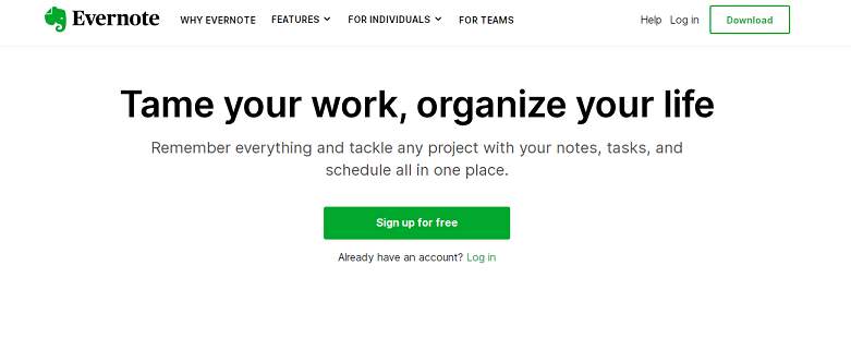 Evernote website