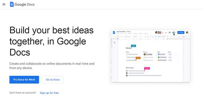 Google Docs website