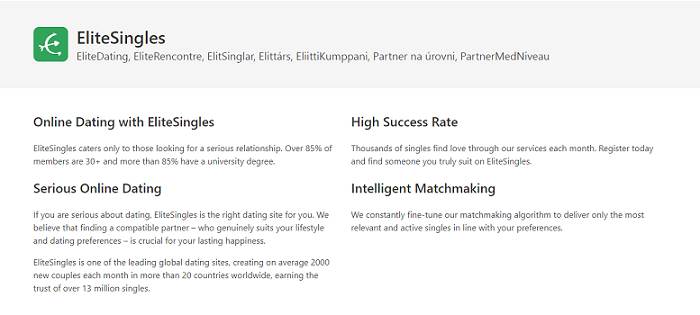 EliteSingles website