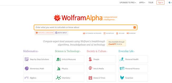 Wolfram Alpha website